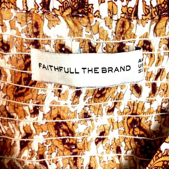 Faithfull The Brand Juniper Sable Paisley Print Scoop Neck Midi Dress Size 8 - Picture 8 of 13